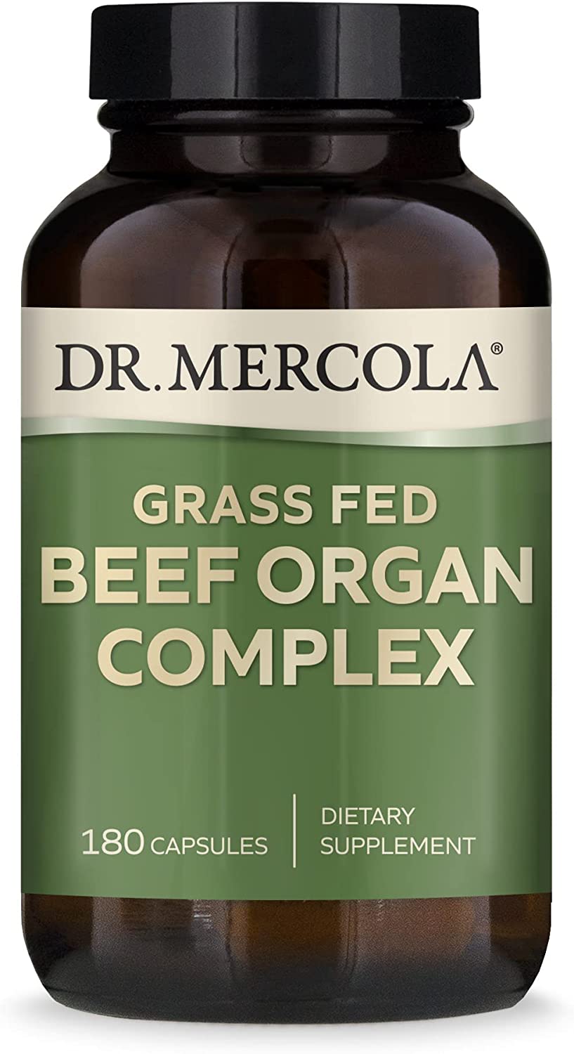 Dr Mercola Grass Fed Beef Organ Complex Dietary Supplement, 30 Servings (180 Capsules), Non GMO, Gluten Free, Soy Free...