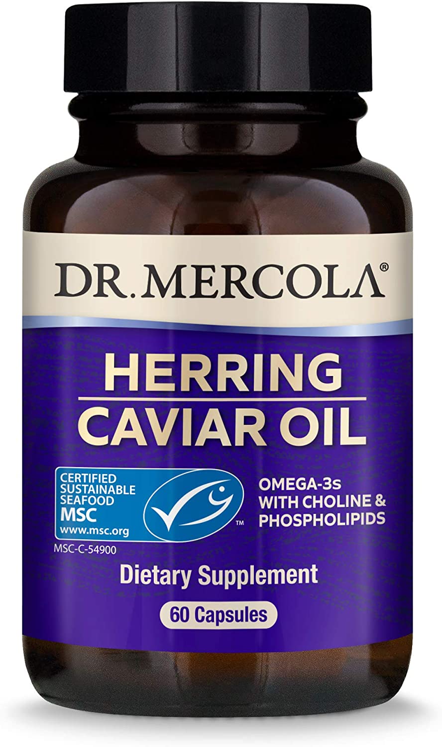 Dr. Mercola Herring Caviar Oil, 90 Servings (180 Capsules), non GMO, Gluten Free, Soy Free, Certified Sustainable Seafood...