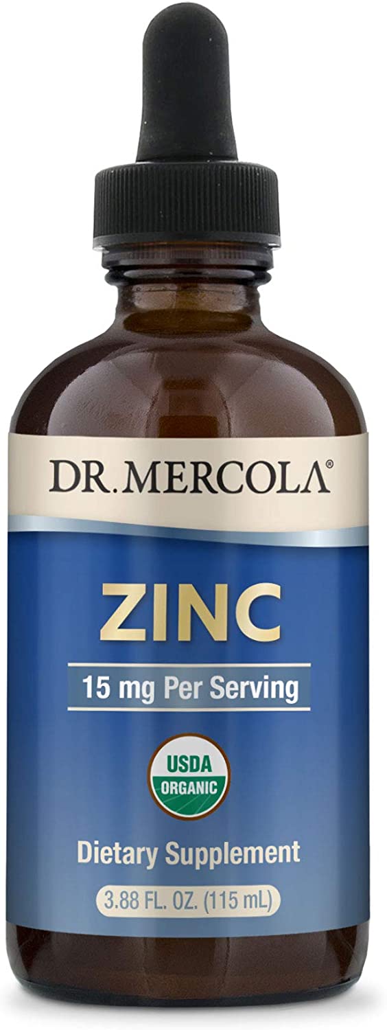 Dr. Mercola Liquid Zinc Dietary Supplement, 5mg per Serving, About 28 Servings, 3.88 fl oz, Supports Organ and Immune Health, Non GMO, Gluten Free, Soy Free, USDA Organic...