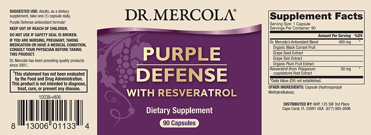Dr. Mercola, Purple Defense with Resveratrol, 90 Capsules...