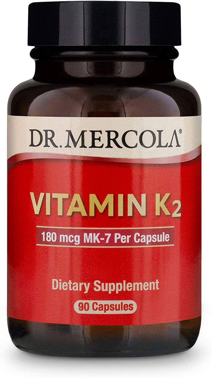 Dr. Mercola, Vitamin K2 Dietary Dietary Supplement, 90 Servings (90 Capsules), Supports Bone and Cardivascular Health, Non GMO, Soy Free, Gluten Free...