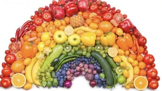 A rainbow diet is one which contains fruits and vegetables in different colours like red, yellow, purple, green, orange et al. (Pinterest)
